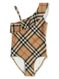 Burberry Kids checked one-piece swimsuit - Neutrals