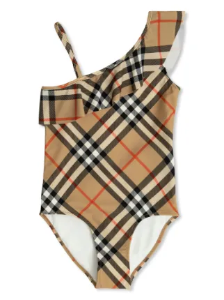 Burberry Kids Checked one-piece Swimsuit | Neutrals | FARFETCH