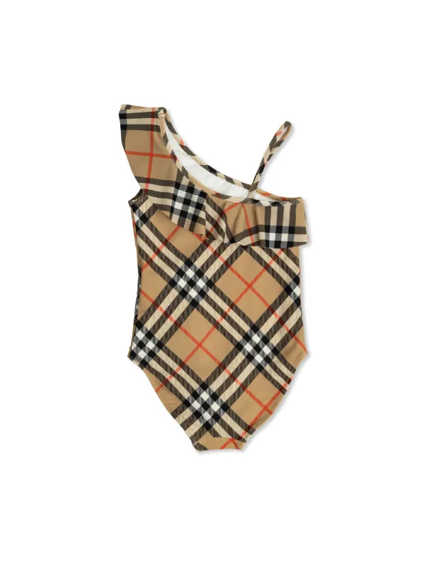 Burberry Kids Checked one-piece Swimsuit | Neutrals | FARFETCH
