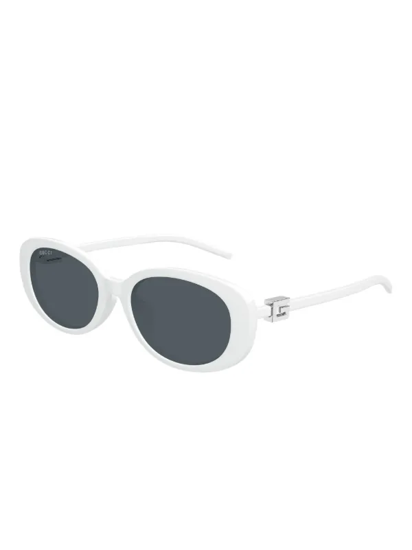 Gucci Eyewear Óculos De Sol Oval | Branco | FARFETCH BR