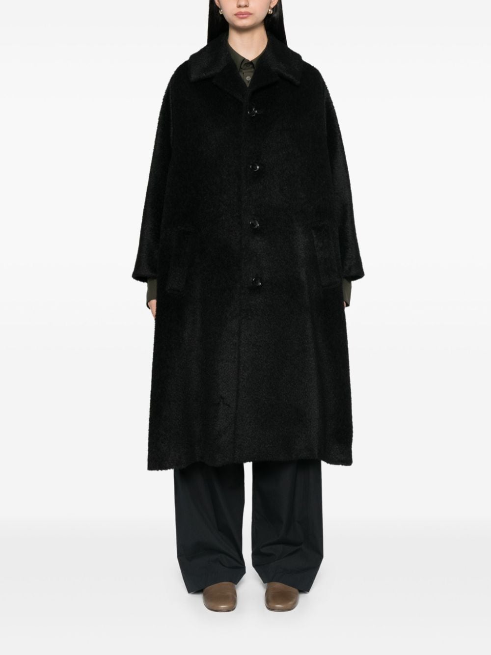 Shop Comme Des Garçons Comme Des Garçons Brushed Coat In Black