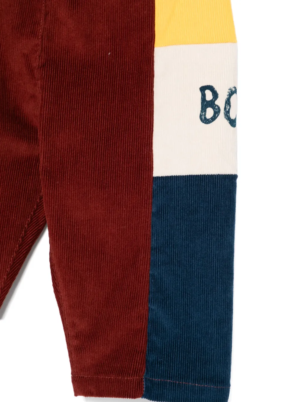 Bobo Choses Ribfluwelen broek met colourblocking Bruin