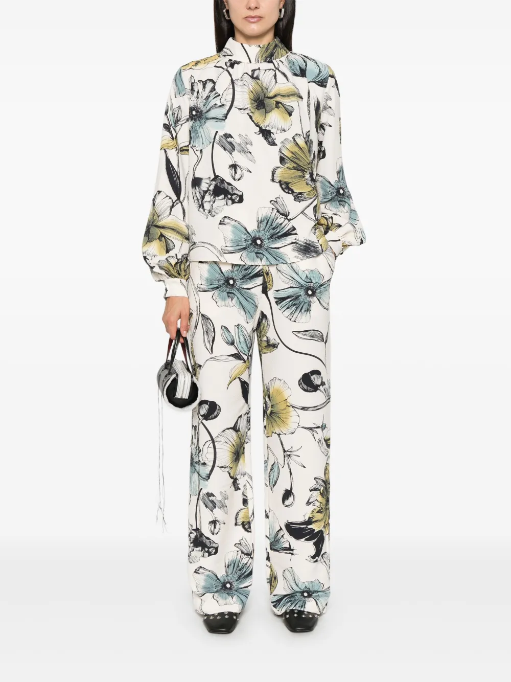 Stine Goya Shirt met bloemenprint - Beige