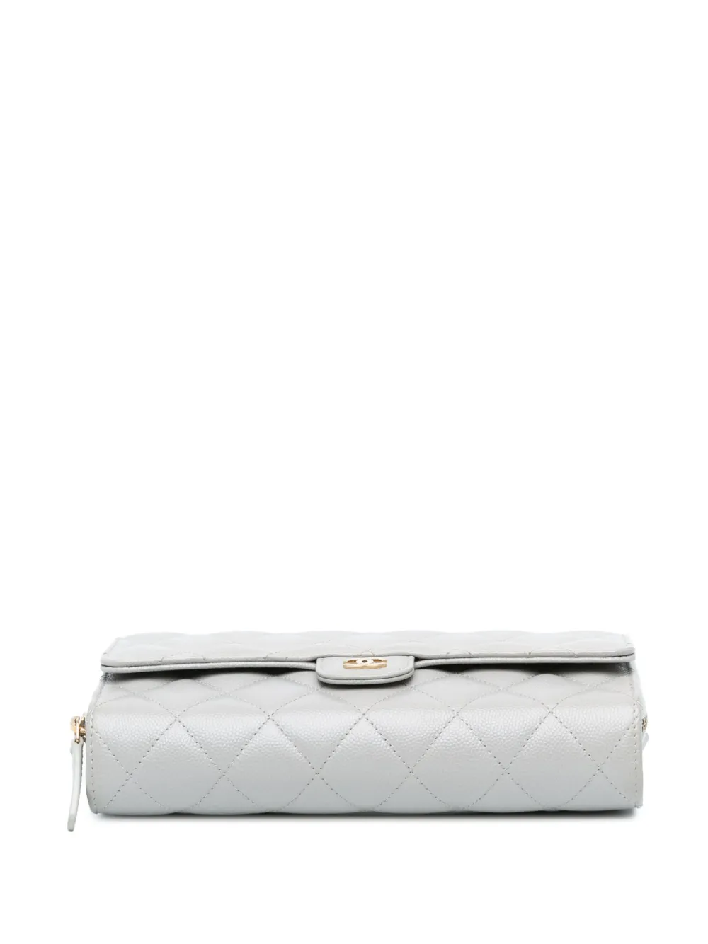 CHANEL Pre-Owned 2021 Caviar Phone Holder Wallet on Chain gewatteerde crossbodytas - Grijs