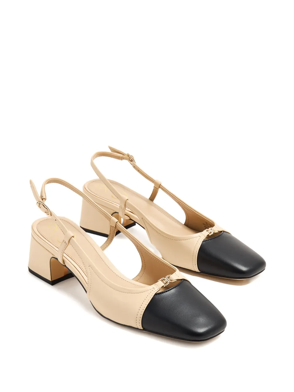 Sam Edelman 50mm Tarra two-tone block-heel slingback pumps Neutrals