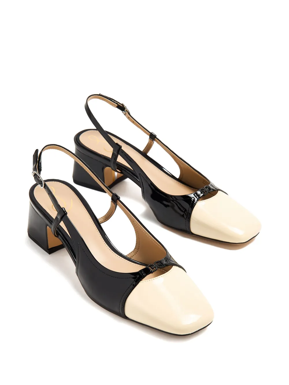 Sam Edelman 50mm Tarra two-tone patent slingback pumps Black