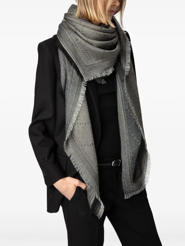 Zadig&Voltaire Glenn Monogram Scarf Grey FARFETCH IN