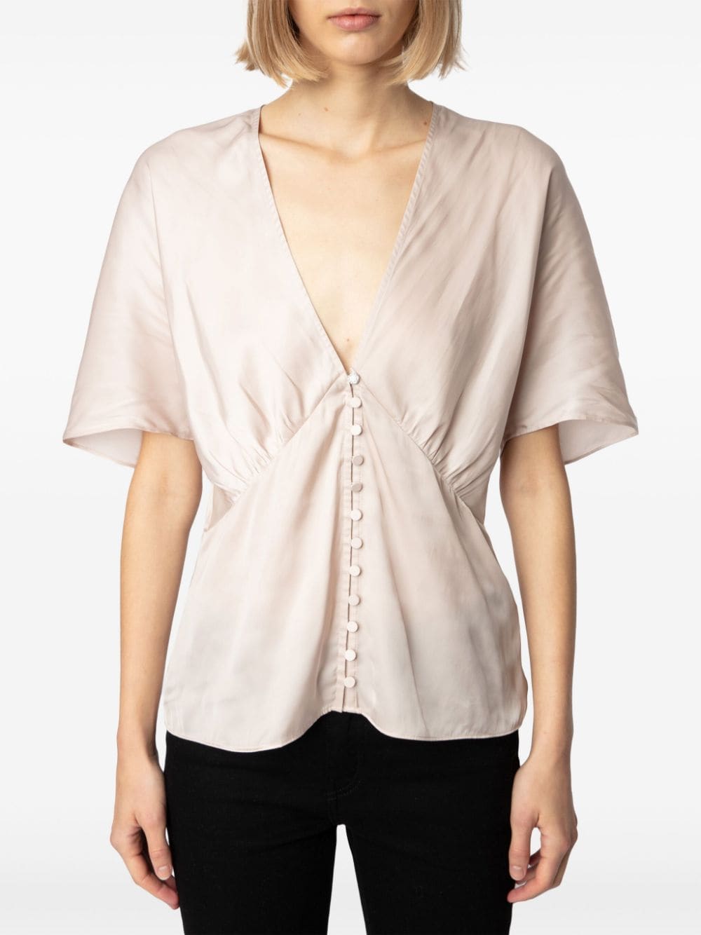 Shop Zadig & Voltaire Thodri Satin Blouse In 中性色