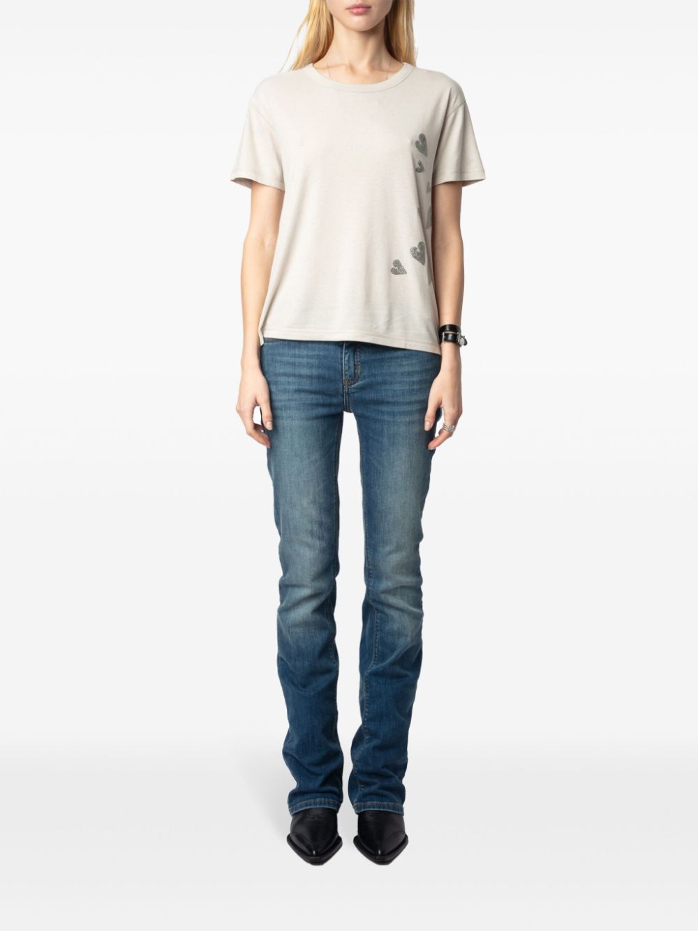 Zadig&Voltaire T-shirt met hartpatroon - Beige