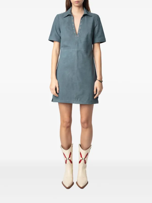 Zadig&Voltaire Leather Mini Dress | Blue | FARFETCH Zadig&Voltaire Leather Mini Dress | Blue | FARFETCH