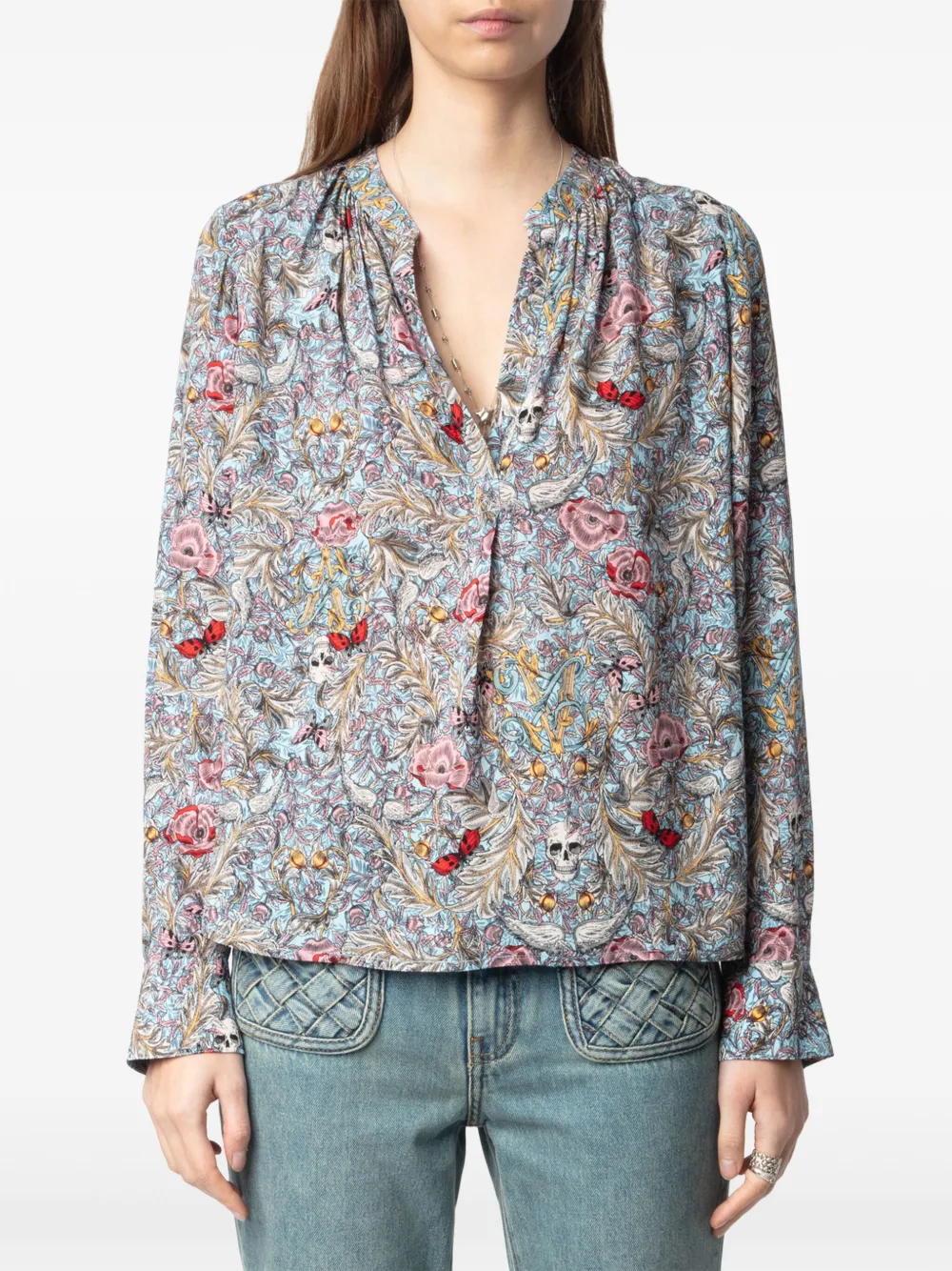 Zadig&Voltaire Blouse met bloemenprint Blauw