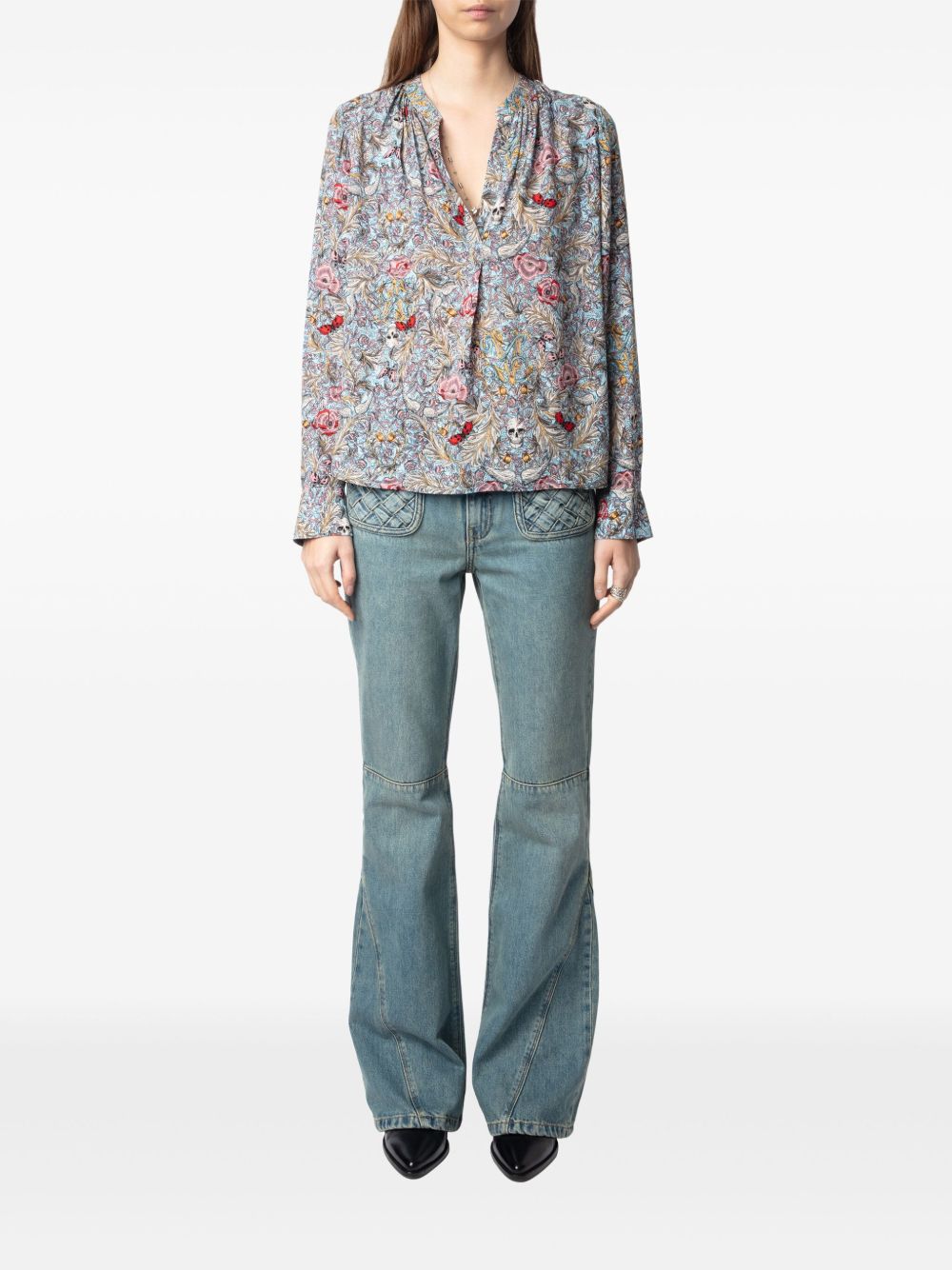 Zadig&Voltaire Blouse met bloemenprint - Blauw