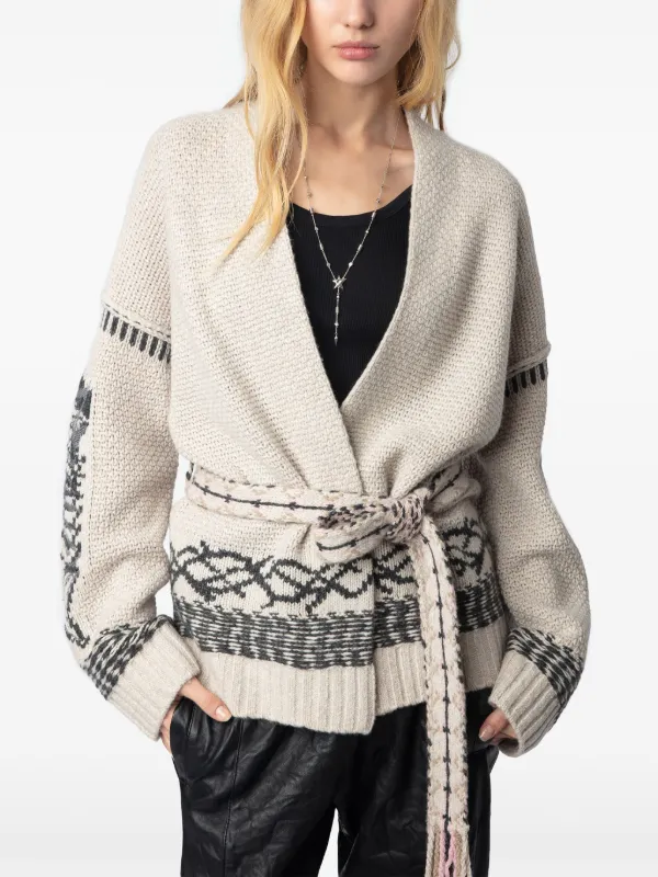 Zadig & Voltaire - Grey Cashmere Cardigan w/ Star Detail Sz