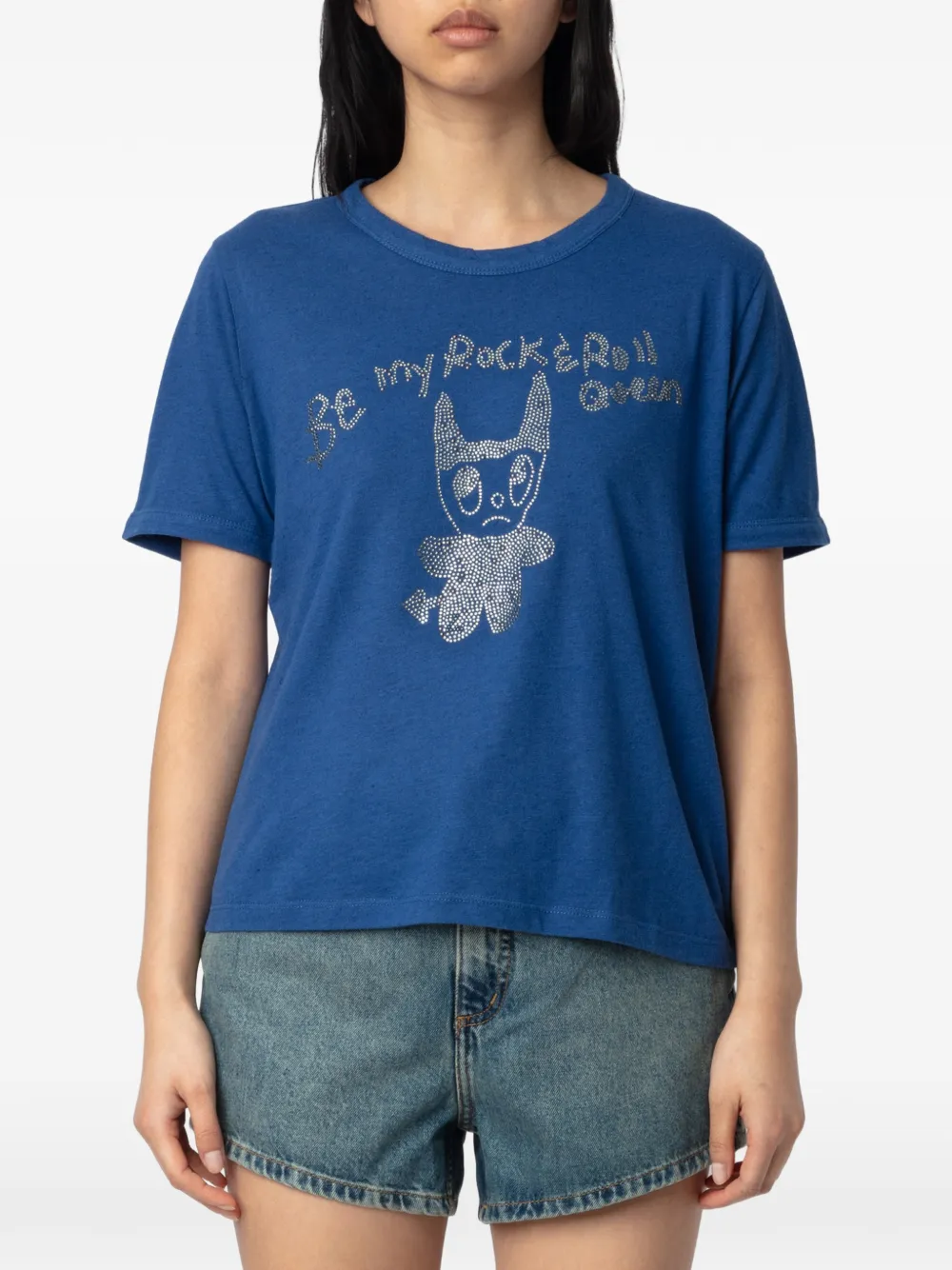 Zadig&Voltaire T-shirt verfraaid met kristallen Blauw
