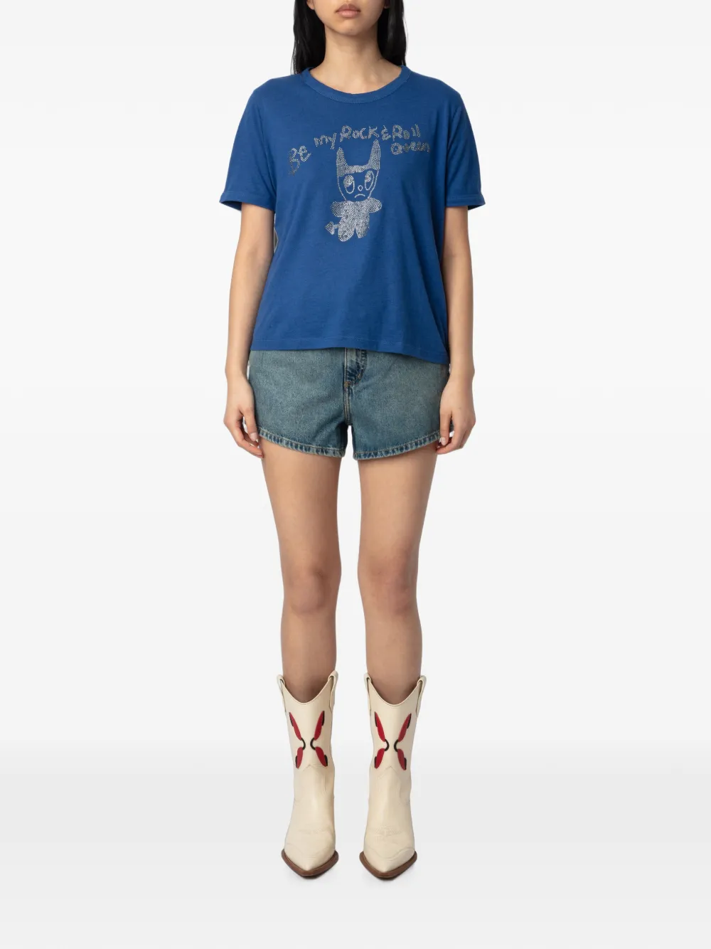 Zadig&Voltaire T-shirt verfraaid met kristallen Blauw