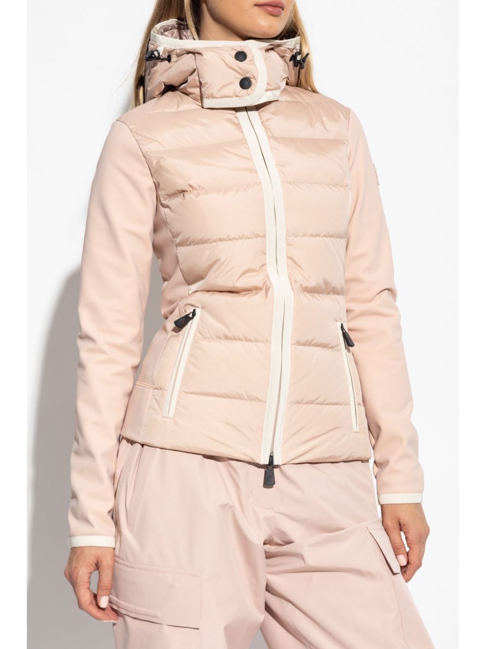 Shop Moncler Quilted Hoodie Ski Jacket In Pink