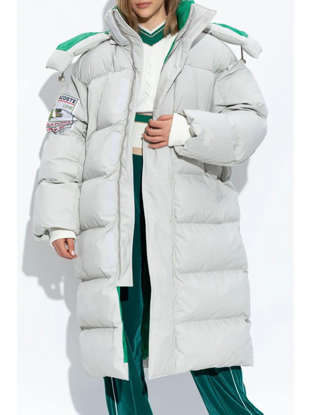 Lacoste Hooded Padded Coat In White