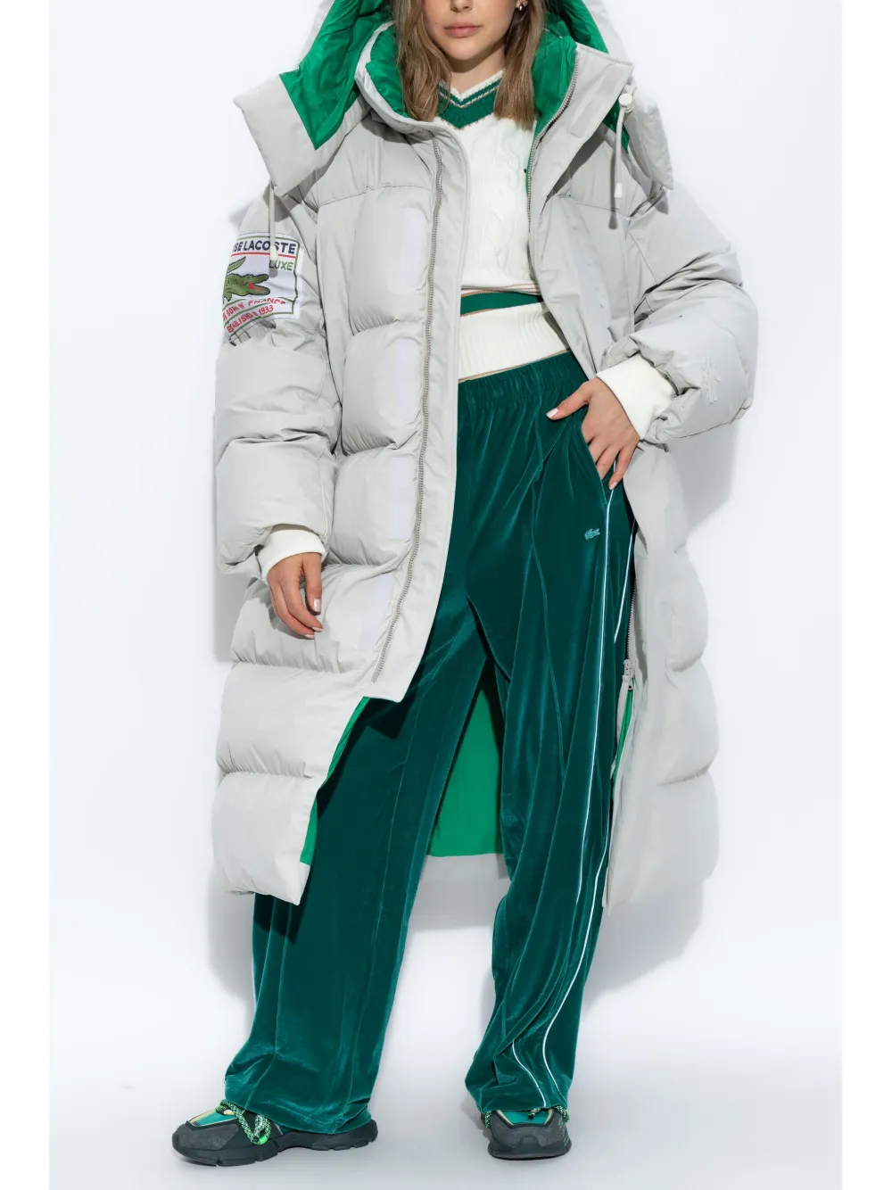 Lacoste hooded padded coat - Wit