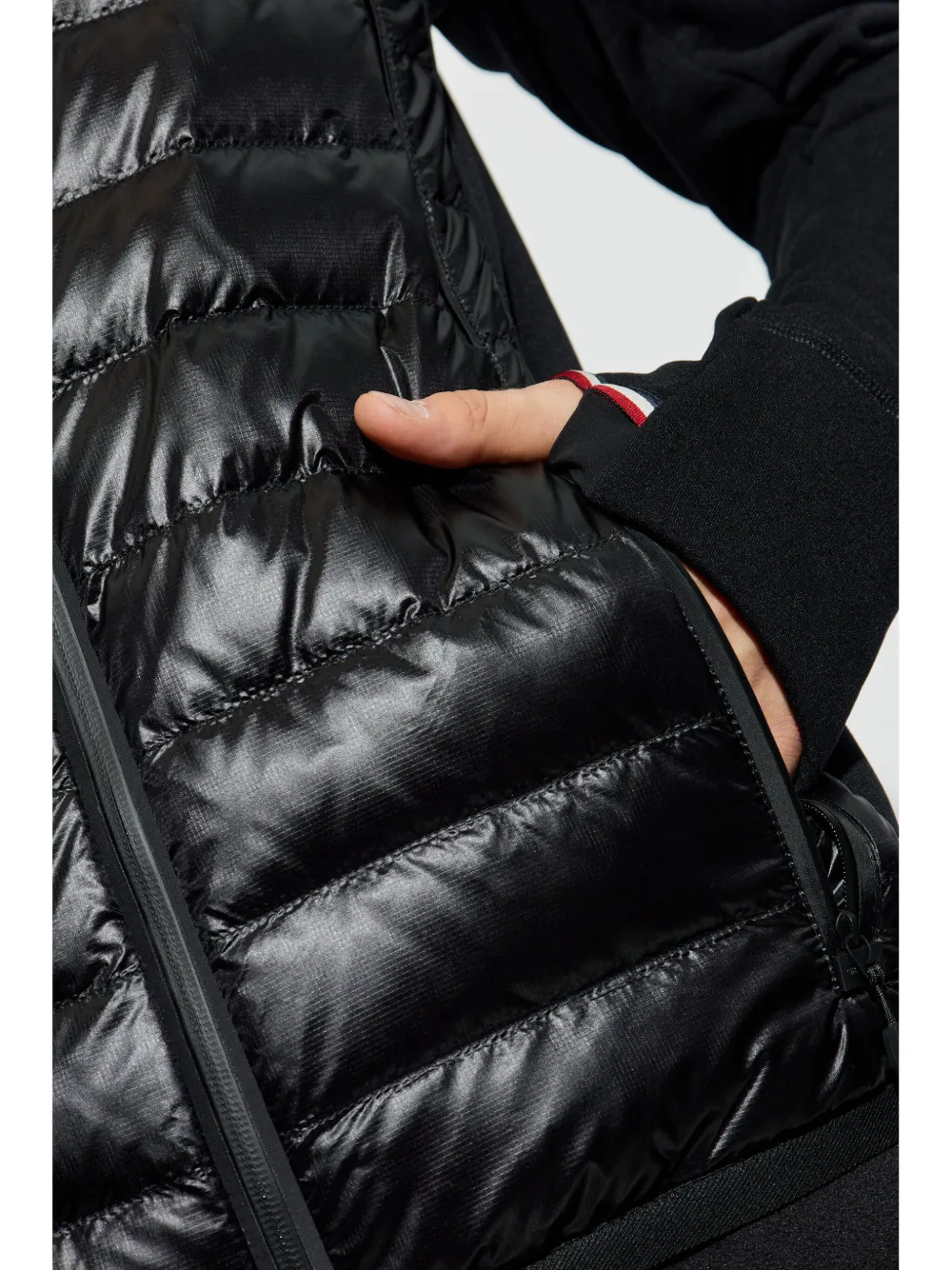 Moncler Grenoble Gewatteerd Polartec jack met rits Zwart