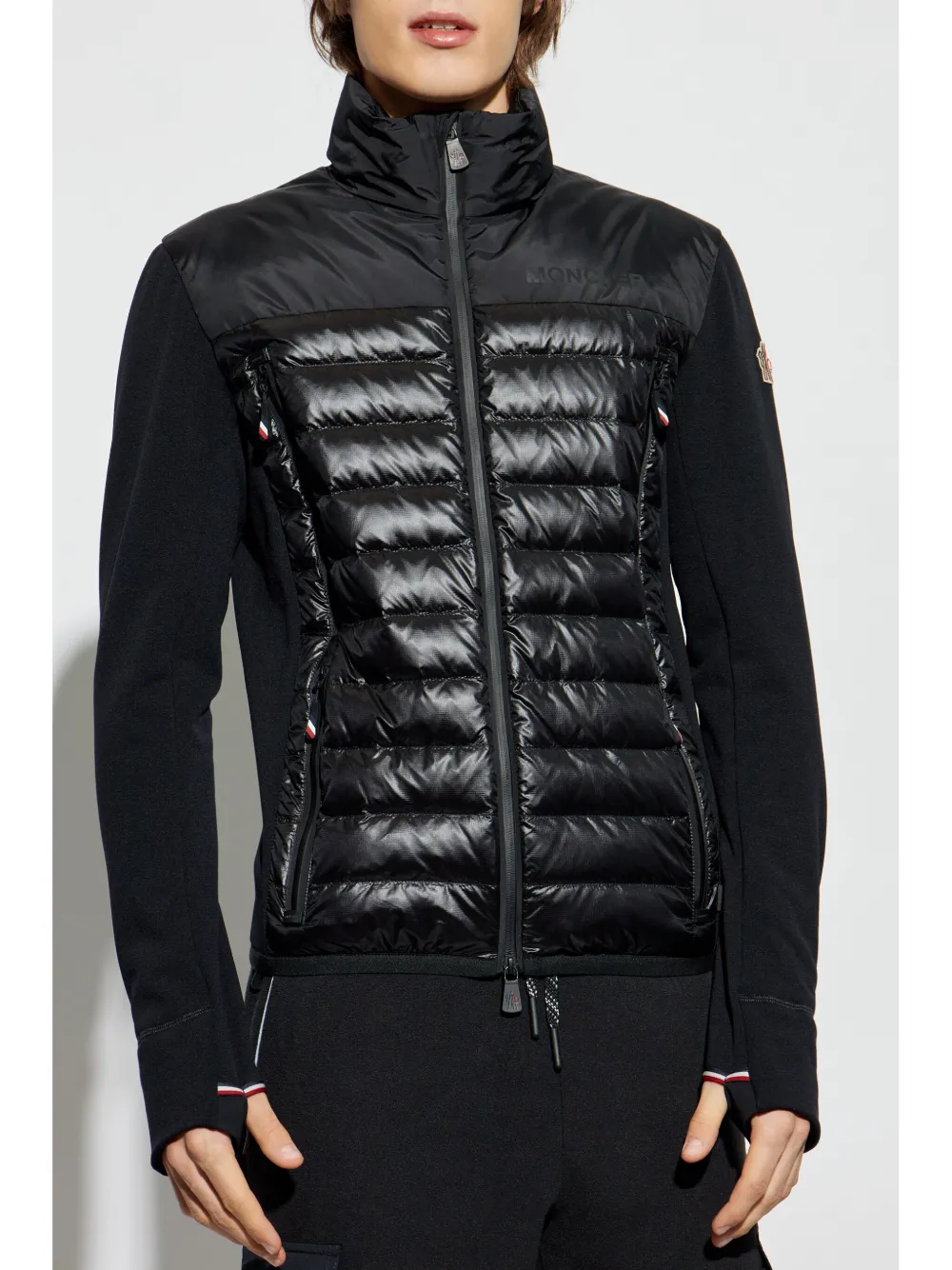 Moncler Grenoble Gewatteerd Polartec jack met rits Zwart