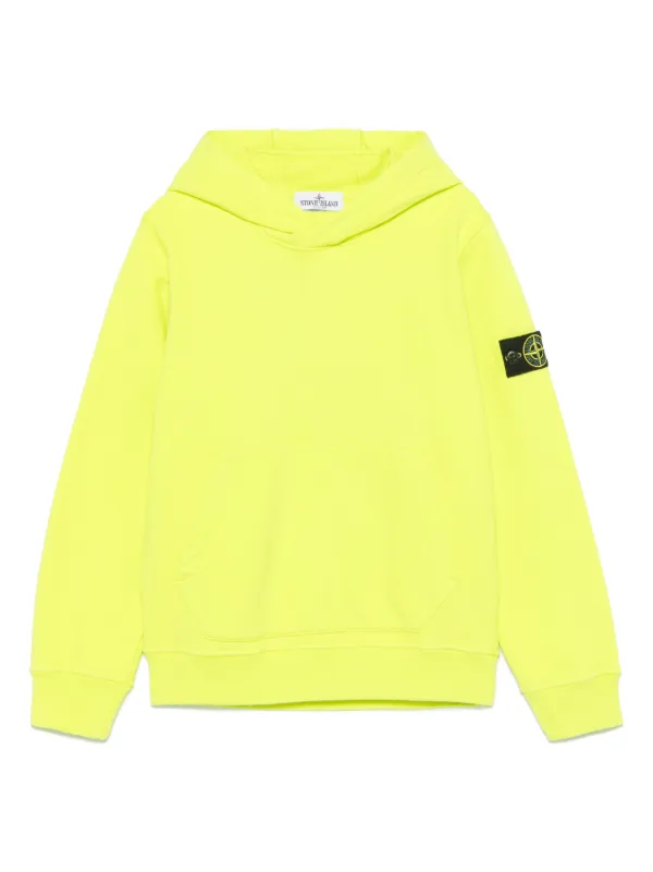 Stone Island Junior Compass-badge Hoodie Yellow FARFETCH UK
