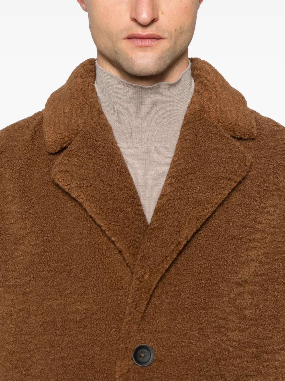 Herno Fleece Coat In Brown