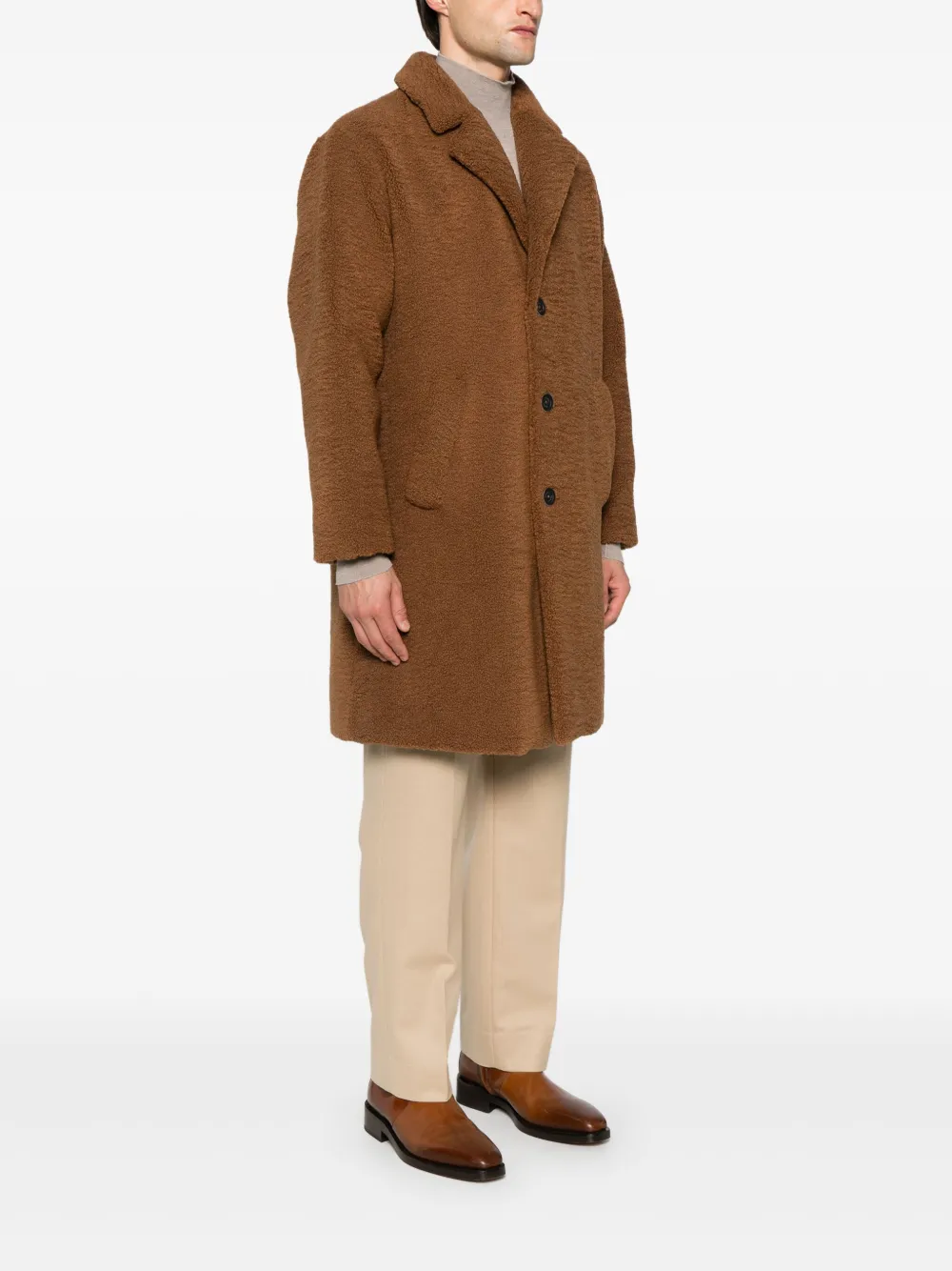 Herno Fleece Coat In Brown