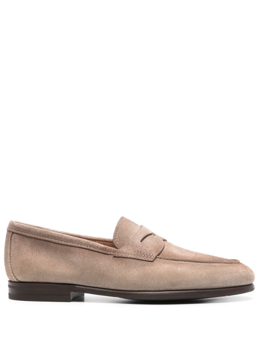 Santoni penny-slot suede loafers Brown