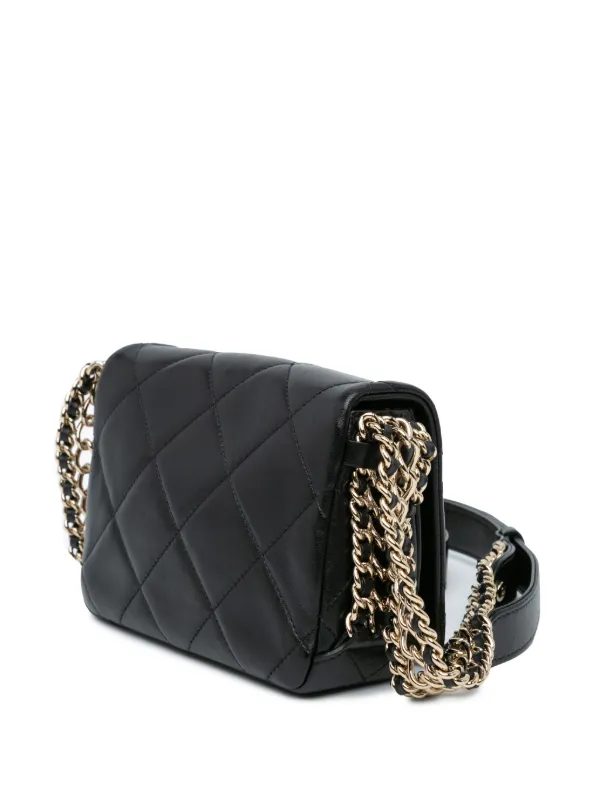 CHANEL Pre Owned 2021 2024 Mini Quilted Lambskin Multi Chain Flap Crossbody Bag Black FARFETCH AO