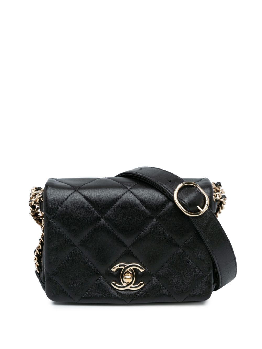 CHANEL Pre Owned 2021 2024 Gesteppte Mini Umhangetasche Mit Kettenriemen Schwarz FARFETCH DE