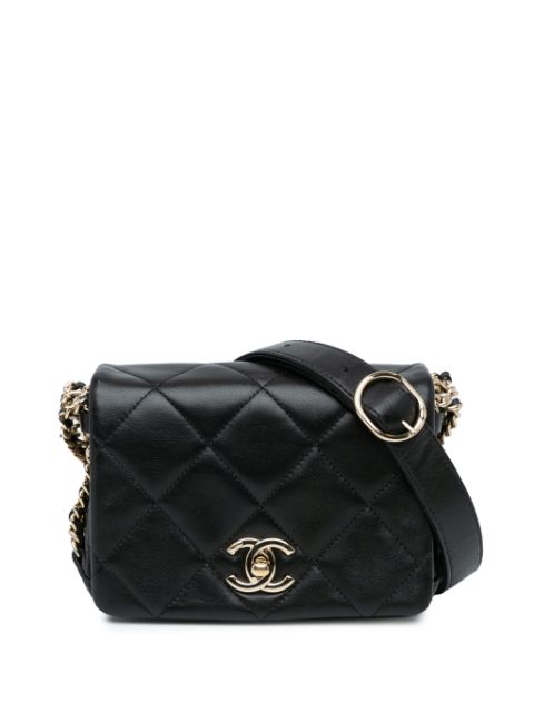 HOT SALE CHANEL 2021-2024 Mini Quilted Lambskin Multi Chain Flap crossbody bag Women