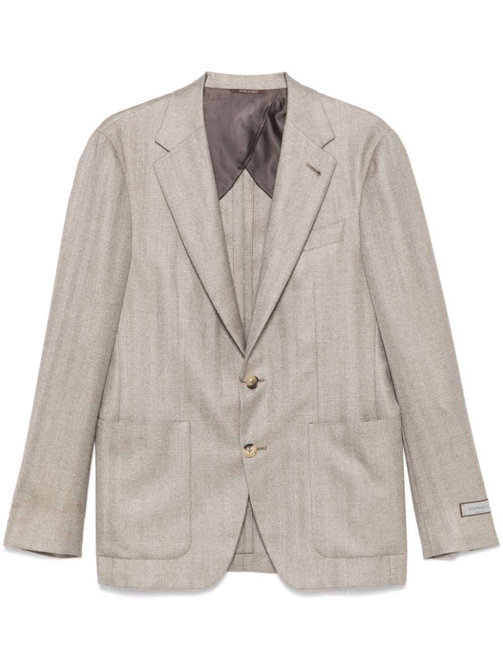 Canali Blazer met visgraatpatroonn Bruin