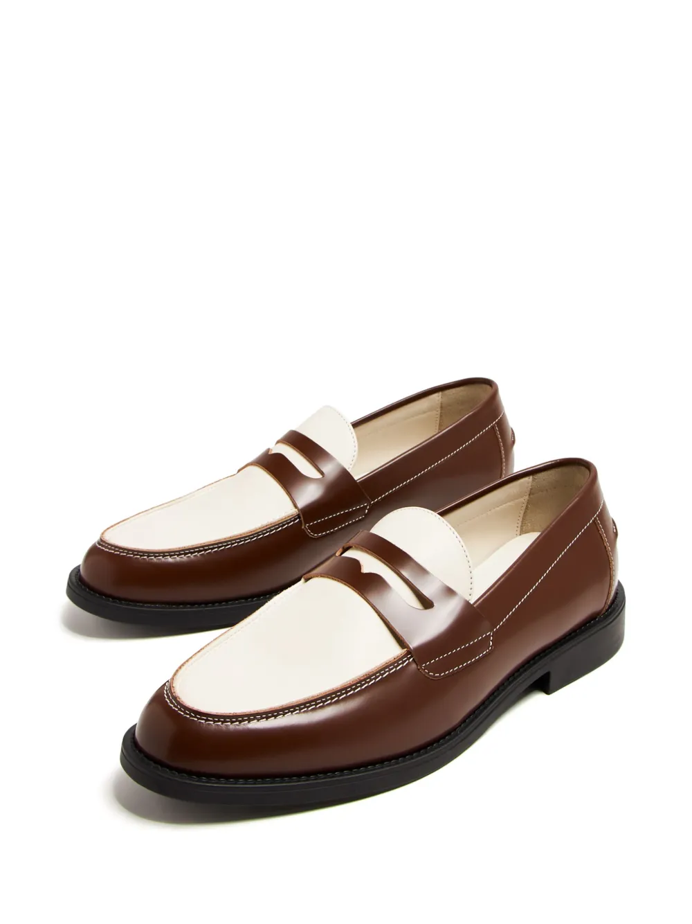 DUKE & DEXTER Tweekleurige penny loafers Bruin