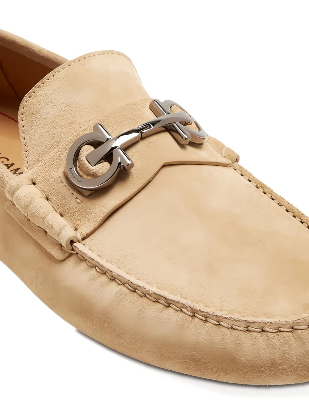 Ferragamo Gancini Leather Loafers In Brown