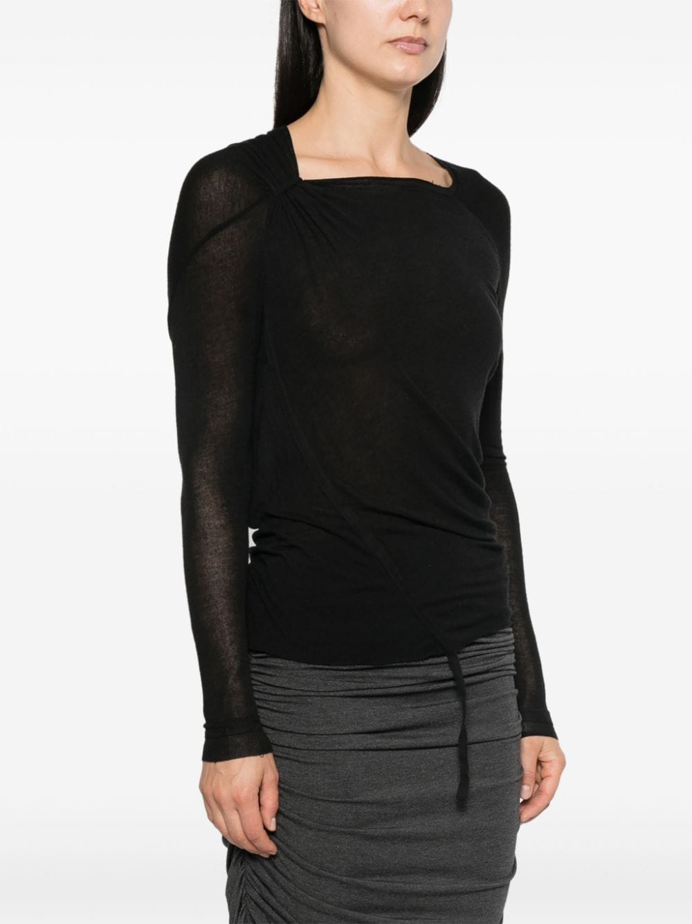 Shop Marc Le Bihan Gathered-detail Top In Black