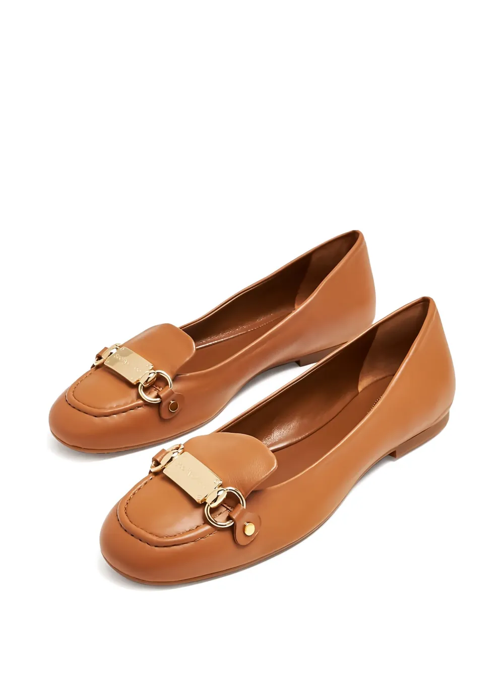 See by Chloé Leren ballerina's met logoplakkaat Bruin