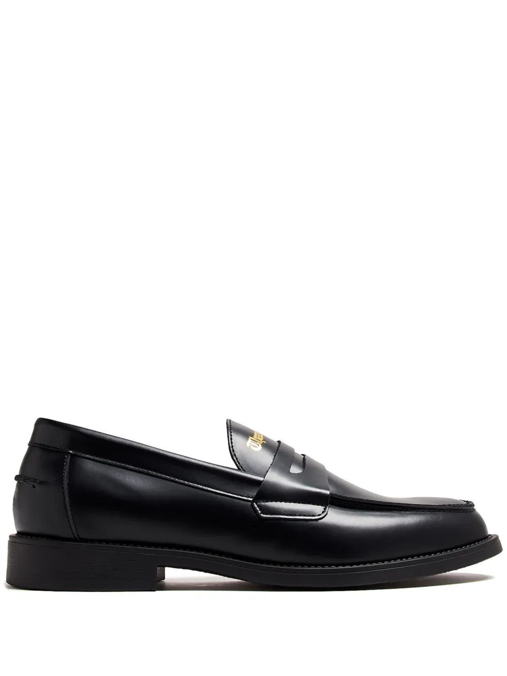 DUKE & DEXTER blackletter-print penny loafers | Black | Image 1