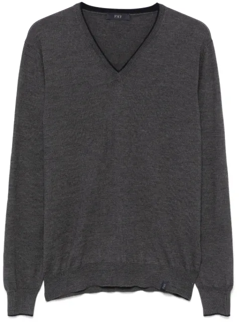 Fay pull en laine vierge à col v