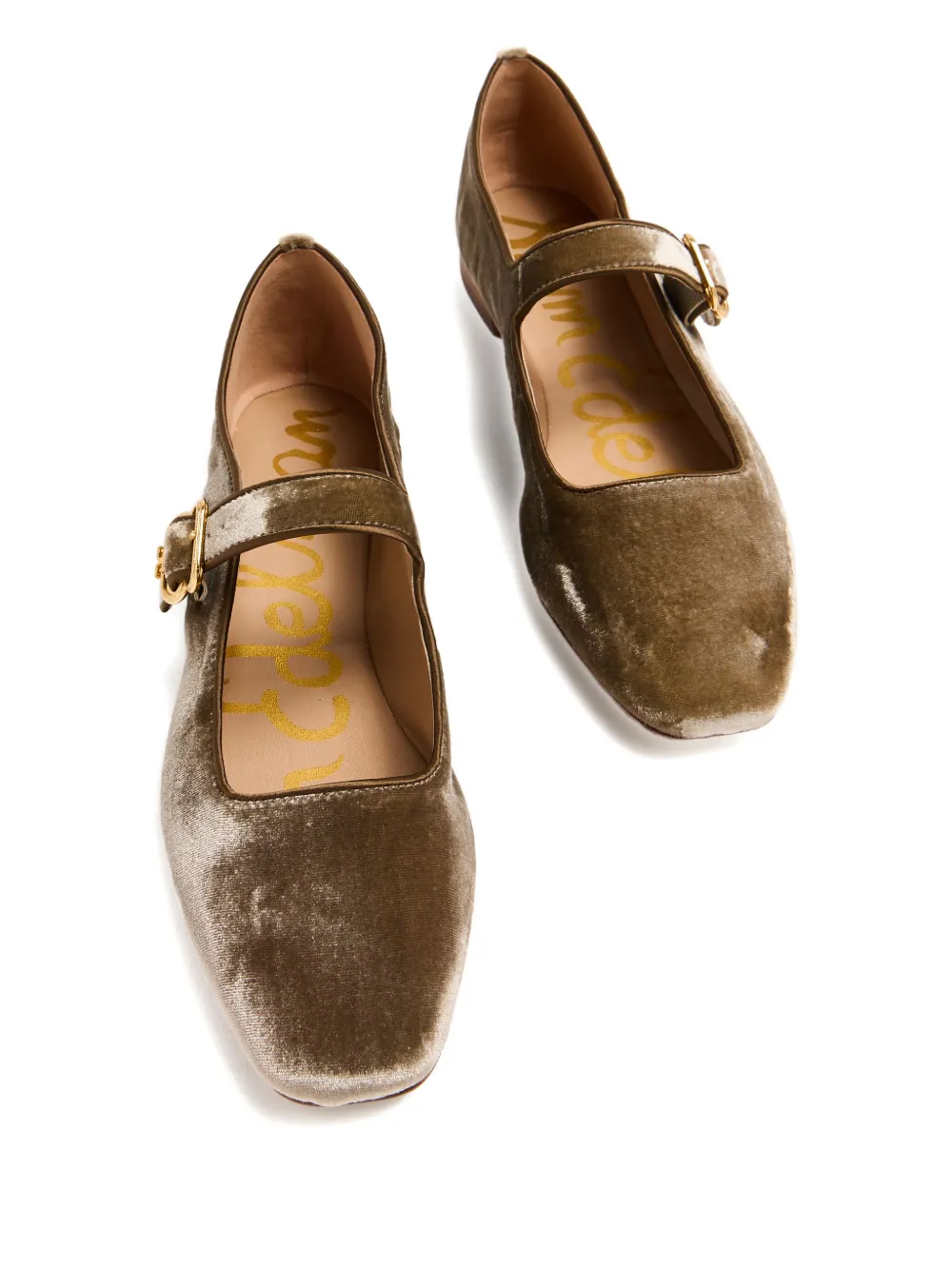 Sam Edelman Michaela Mary Jane velvet buckle flats Brown