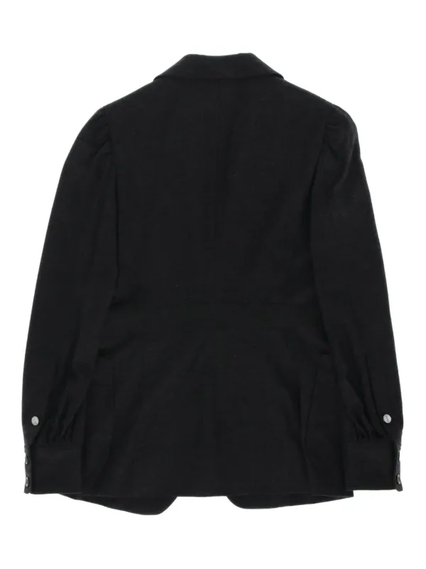 【送料&関税込】Saint Laurent Grey Single-breasted Jacket Wi jacket in striped wool and cashmere flannel | Saint Laurent
