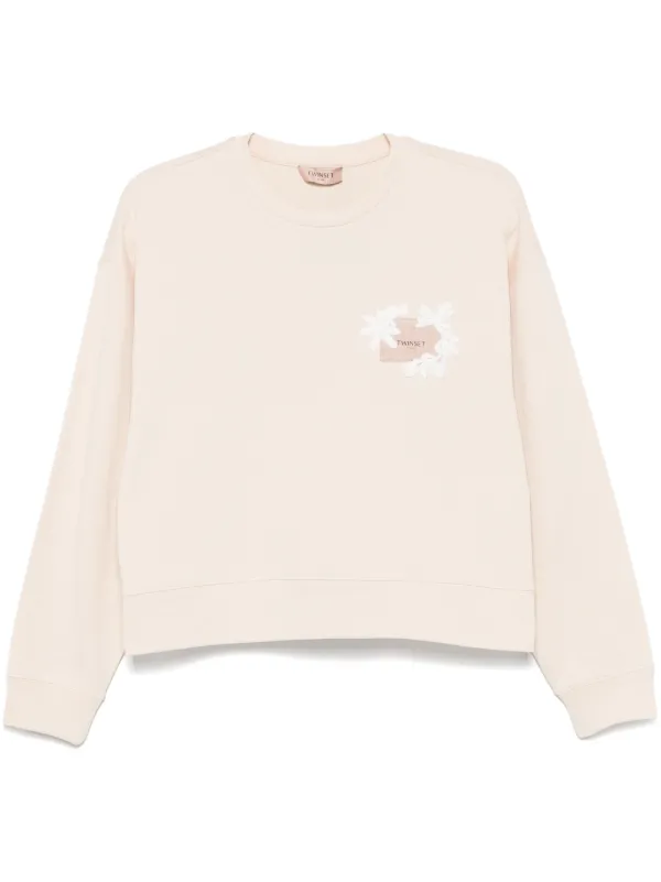 TWINSET floral-patch Sweatshirt | Neutrals | FARFETCH