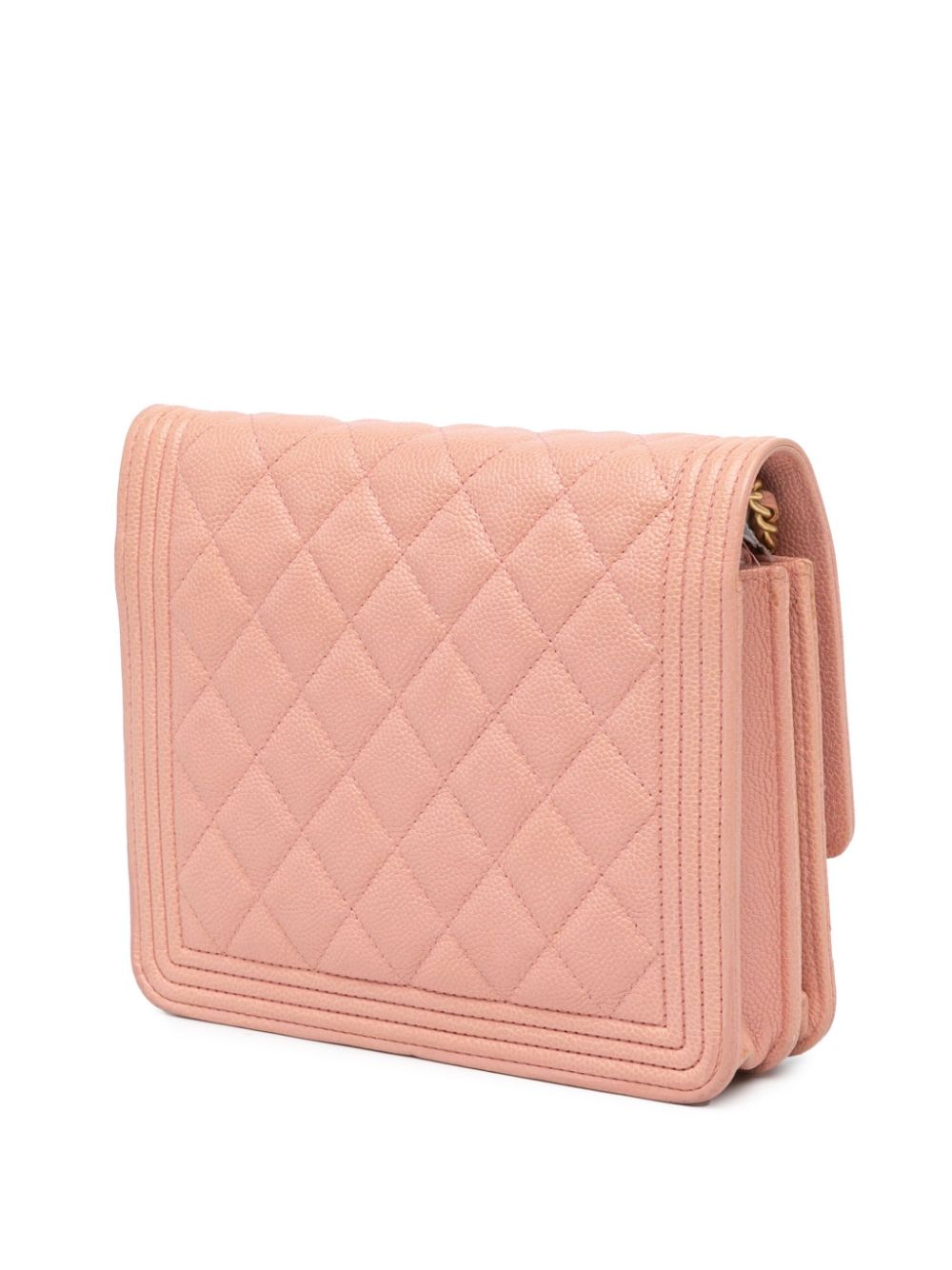 Affordable HOT SALE CHANEL 2018 Quilted Caviar Square Boy Wallet On Chain crossbody bag Women