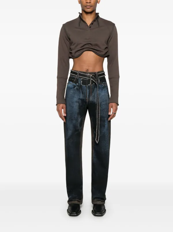 品質検査済 Y/Project Trompe FARFETCH | Blue | Jeans l'oeil-print パンツ