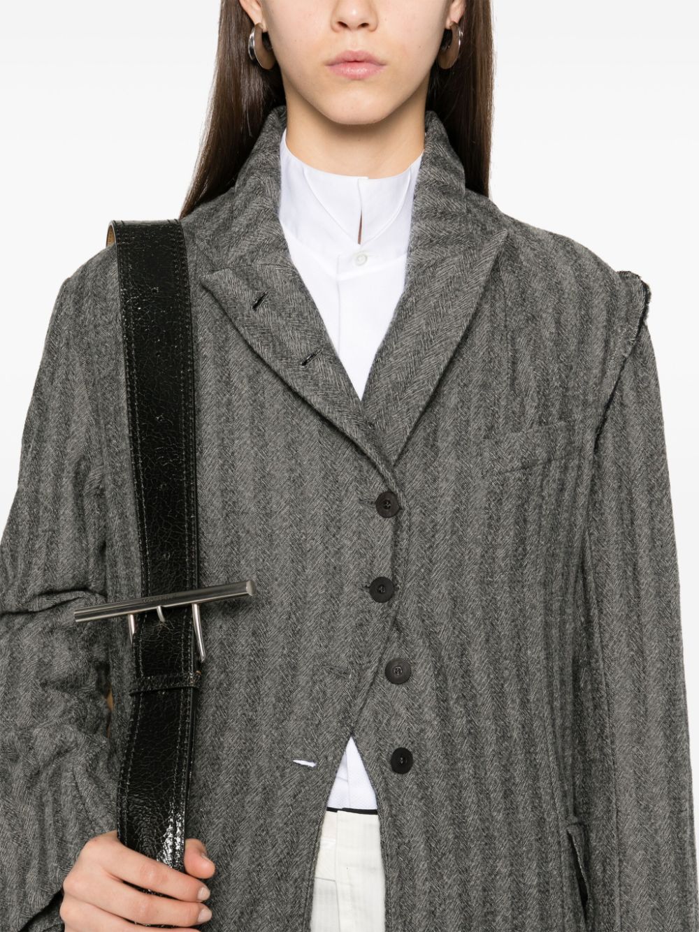 Shop Marc Le Bihan Striped Coat In Grey