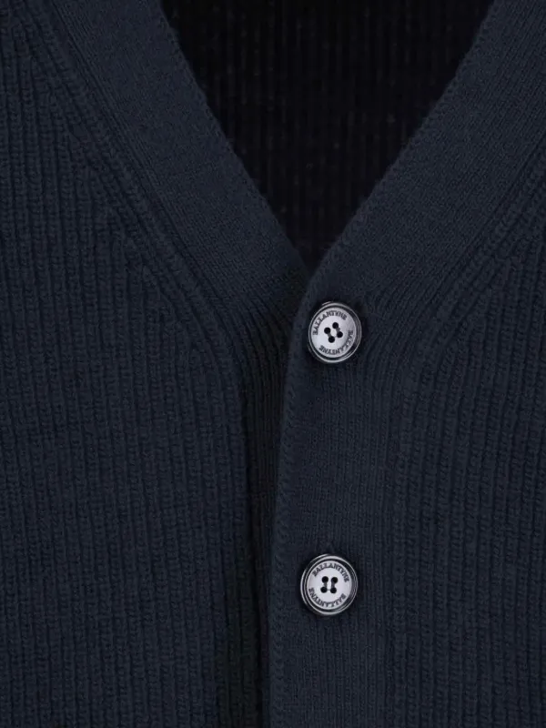 Ballantyne、カシミヤカーディガン、ネイビー 古着 70年代 バランタイン BALLANTYNE カシミアニットカーディガン