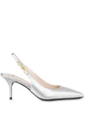 Love Moschino metallic-leather sling-back pumps - Silver