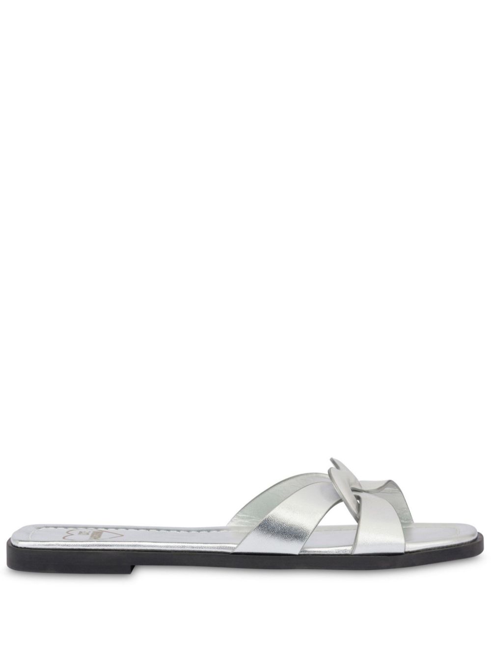 Love Moschino metallic-leather slides Women