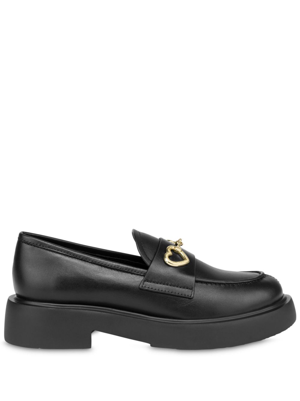 Love Moschino Leren loafers met hartbedel Zwart