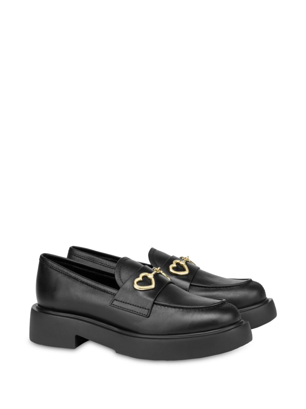 Love Moschino Leren loafers met hartbedel - Zwart