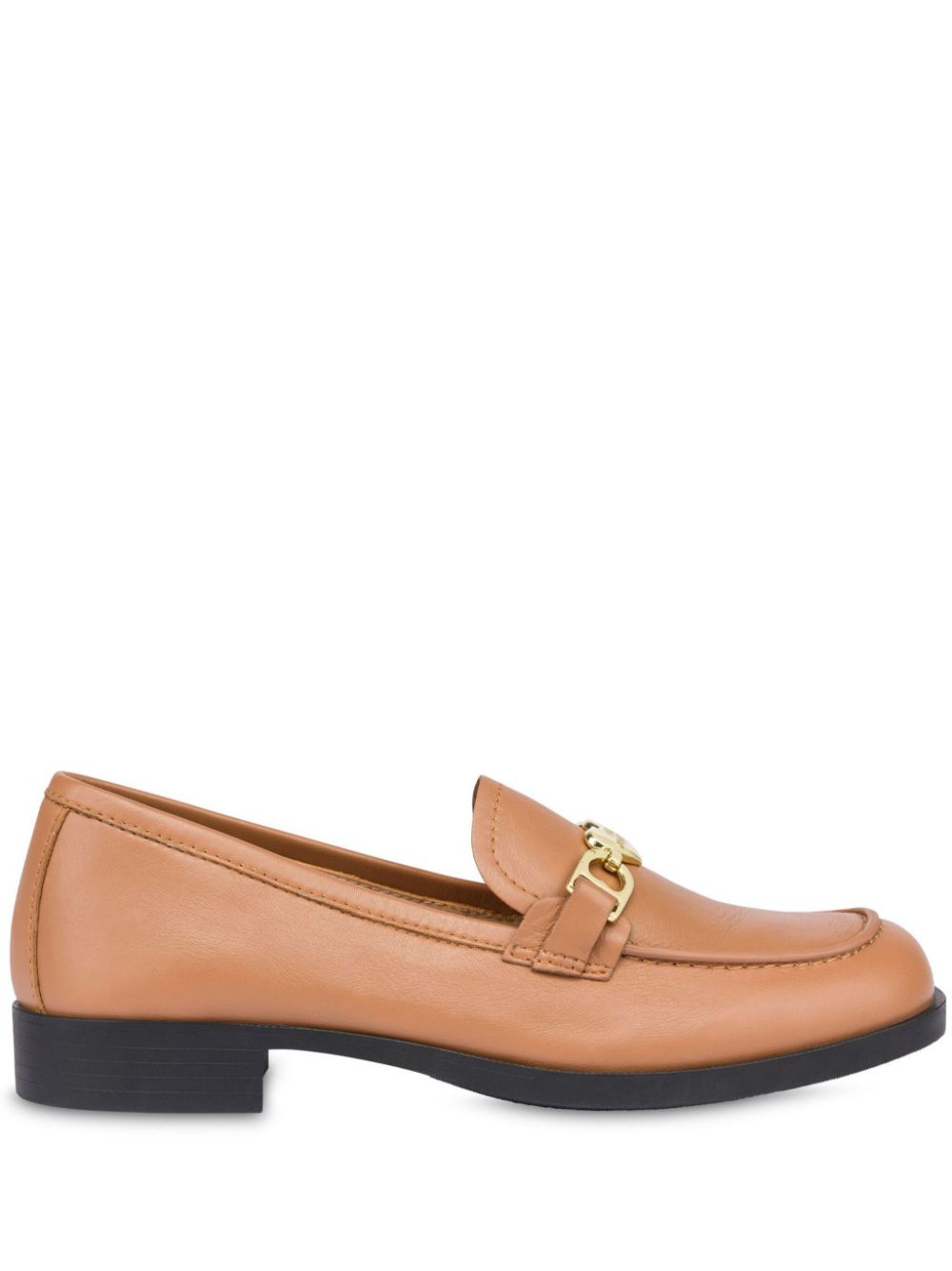 Love Moschino heart-charm leather loafers Neutrals